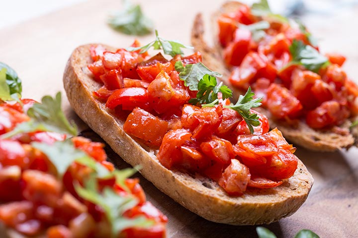 Tomato balsamic bruschetta, healthy snack for teenagers