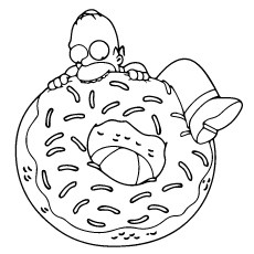 Bart Simpson Taking A Bite, Donut coloring page
