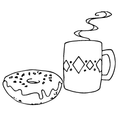 Donut And Hot Chocolate coloring page