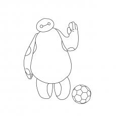 Baymax of Big Hero 6 playing football coloring page
