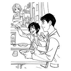 Hiro, Cass and Tadashi Hamada of Big Hero 6 coloring page
