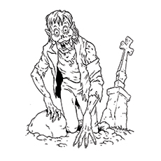 Zombie Near Grave coloring page