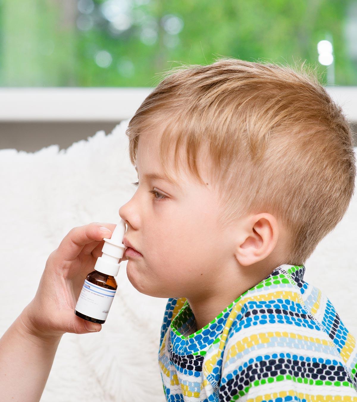 Kid Taking Nasal Spray