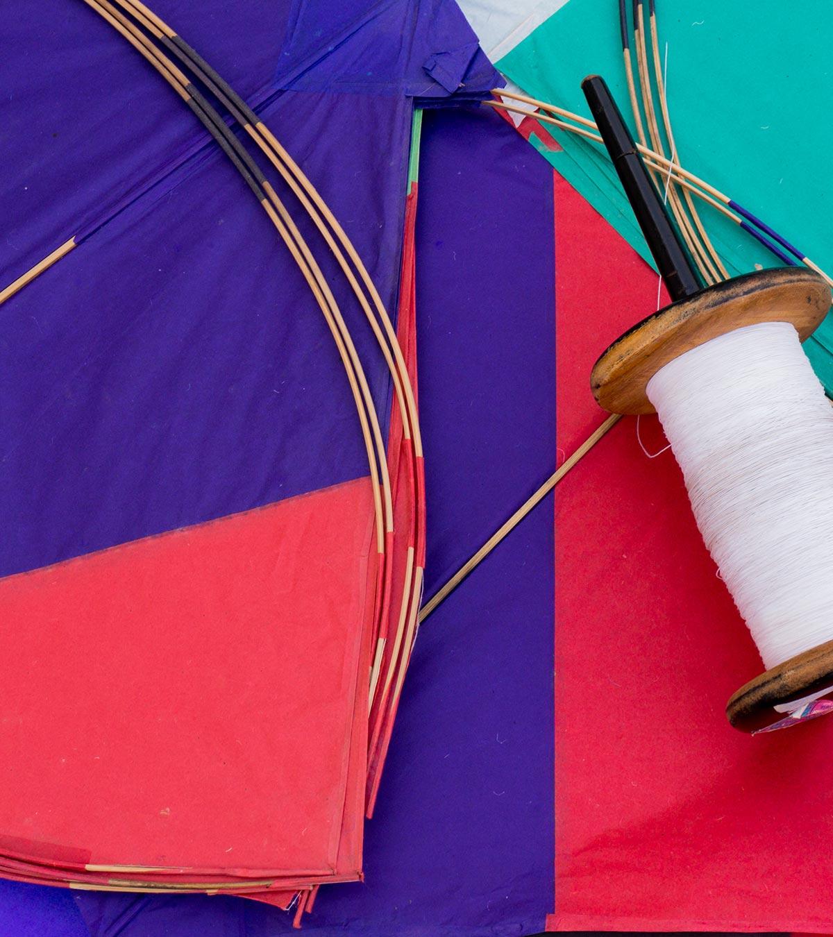 Few kites with kite thread