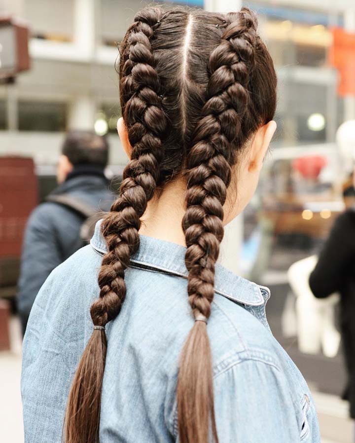 Pigtail braid hairstyle for little girls