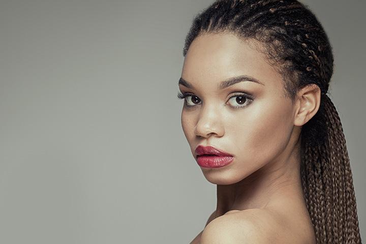 Braided ponytails hairstyle for black teenager