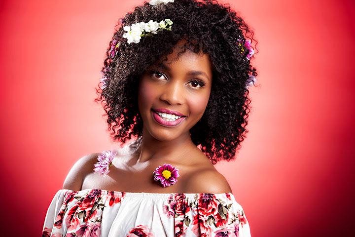 Flower power hairstyle for black teenager