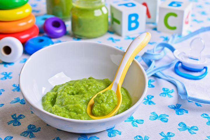 Avocado baby food recipes, peas and avocado mash