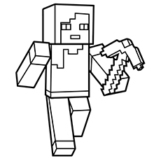 Minecraft Alex Walking with Weapon Coloring Pages to Print