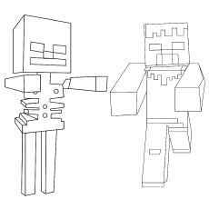 Minecraft Skelton coloring Page to Print