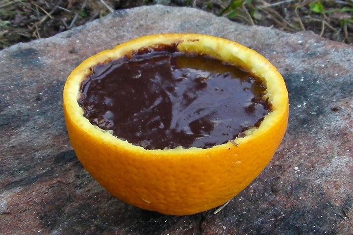 Cake in an orange peel camping recipes for kids