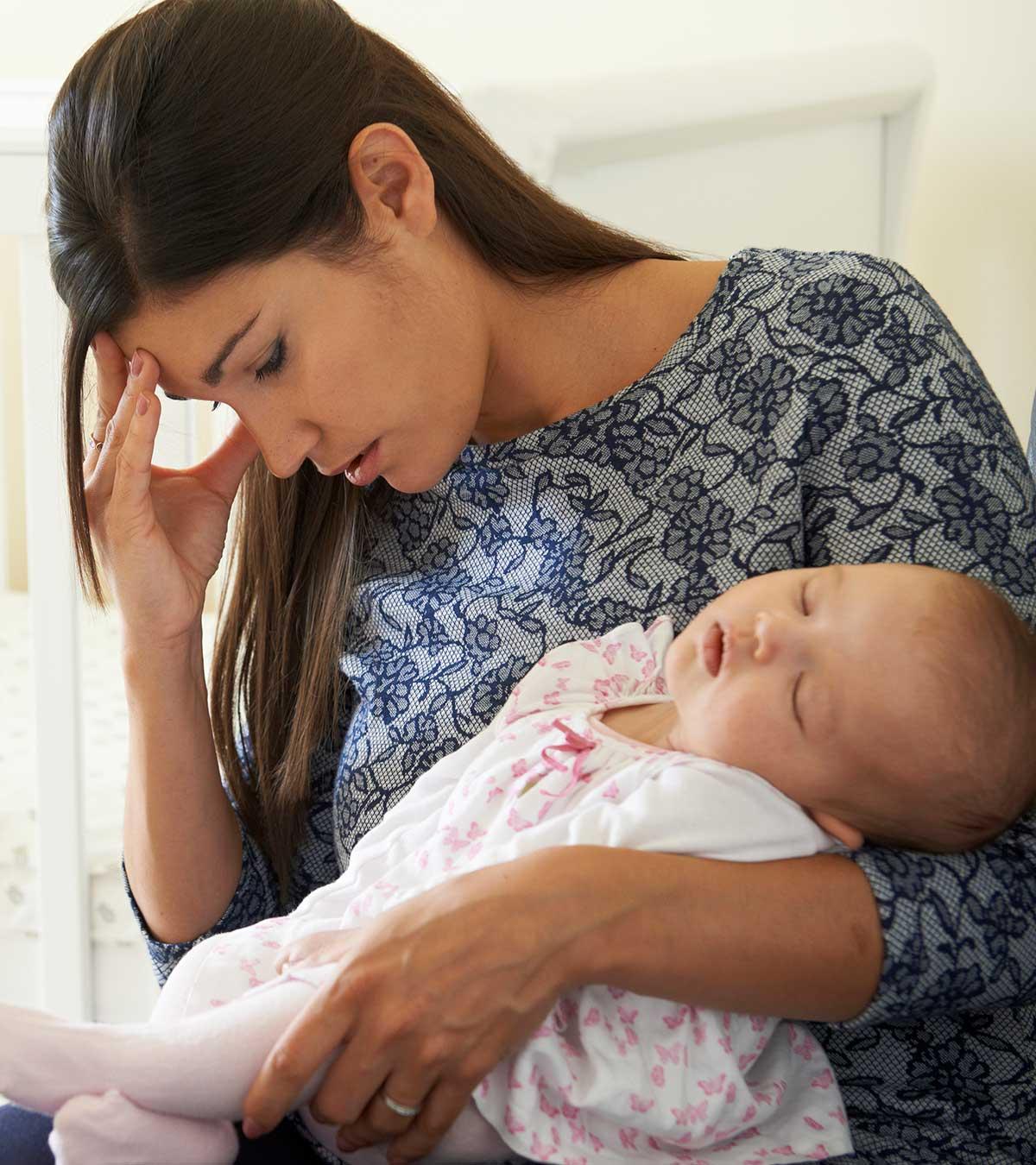 A Woman Suffering From Postpartum Hormonal Imbalance