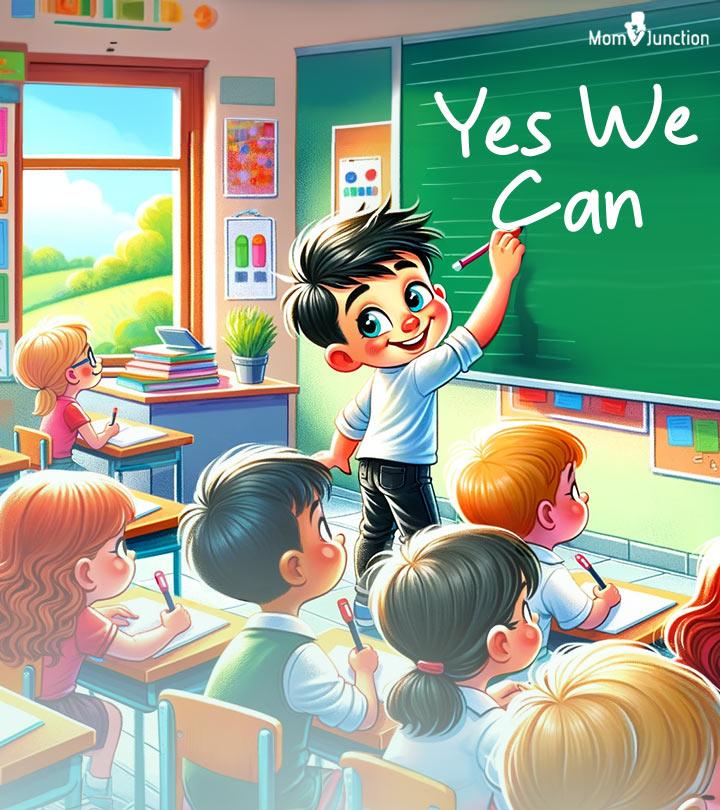 A Boy Teaching Positive Thought For His Friends