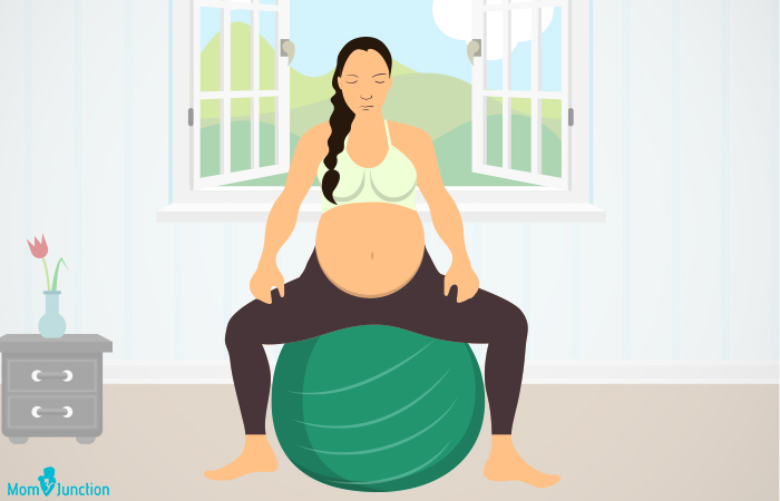 Sitting birthing ball exercises during pregnancy