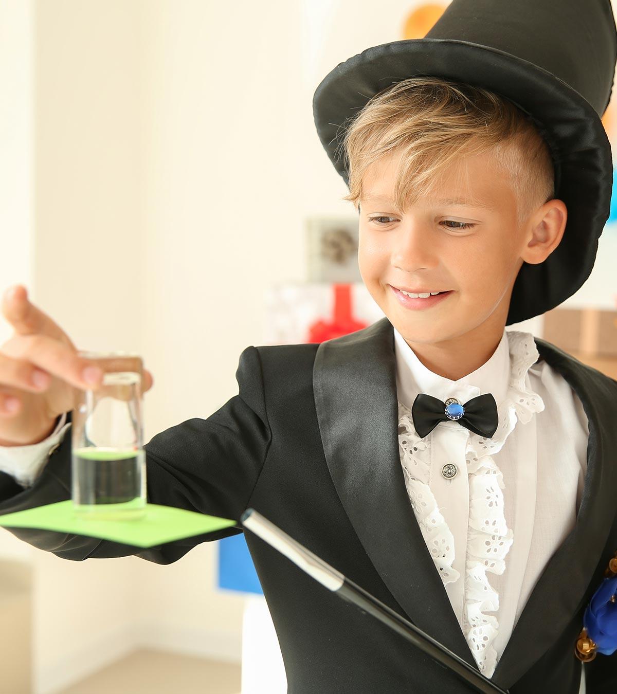Kid Learning Magic Trick