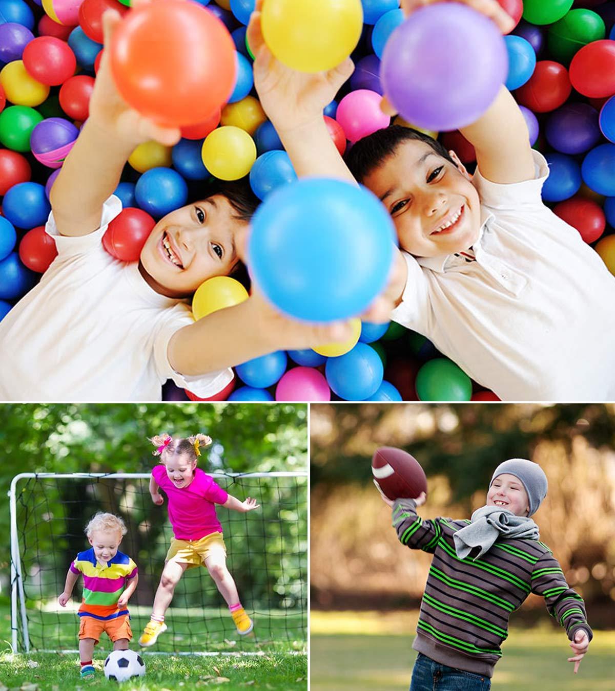 Children Playing Ball Games In A Field
