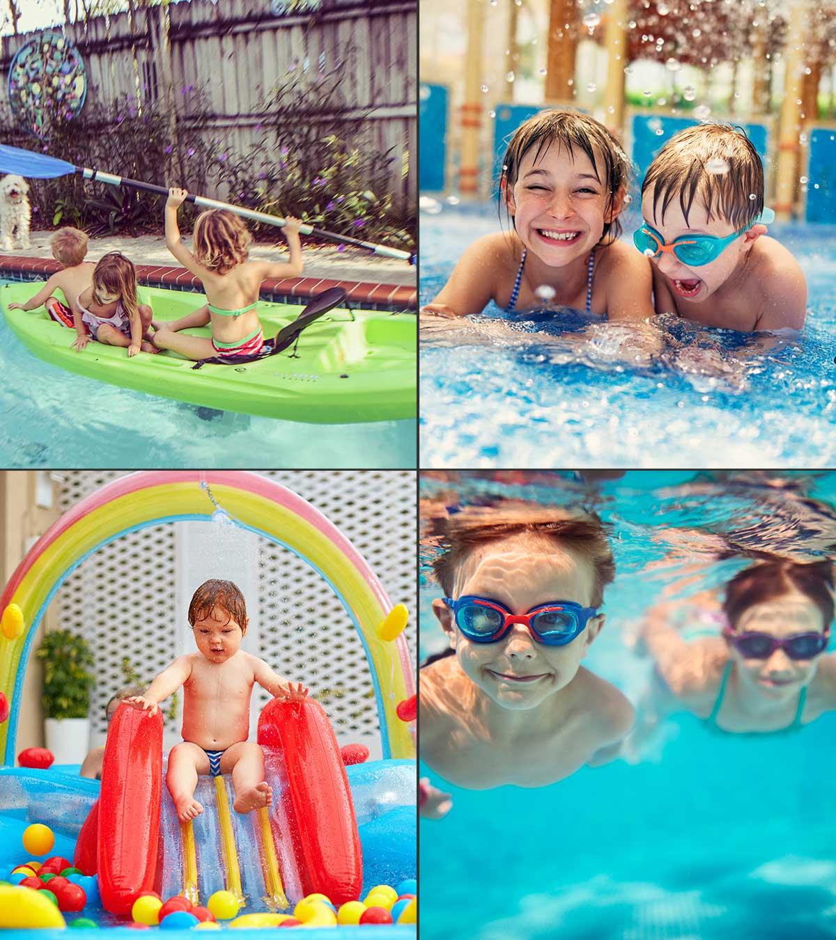 Kids are playing in a swimming pool