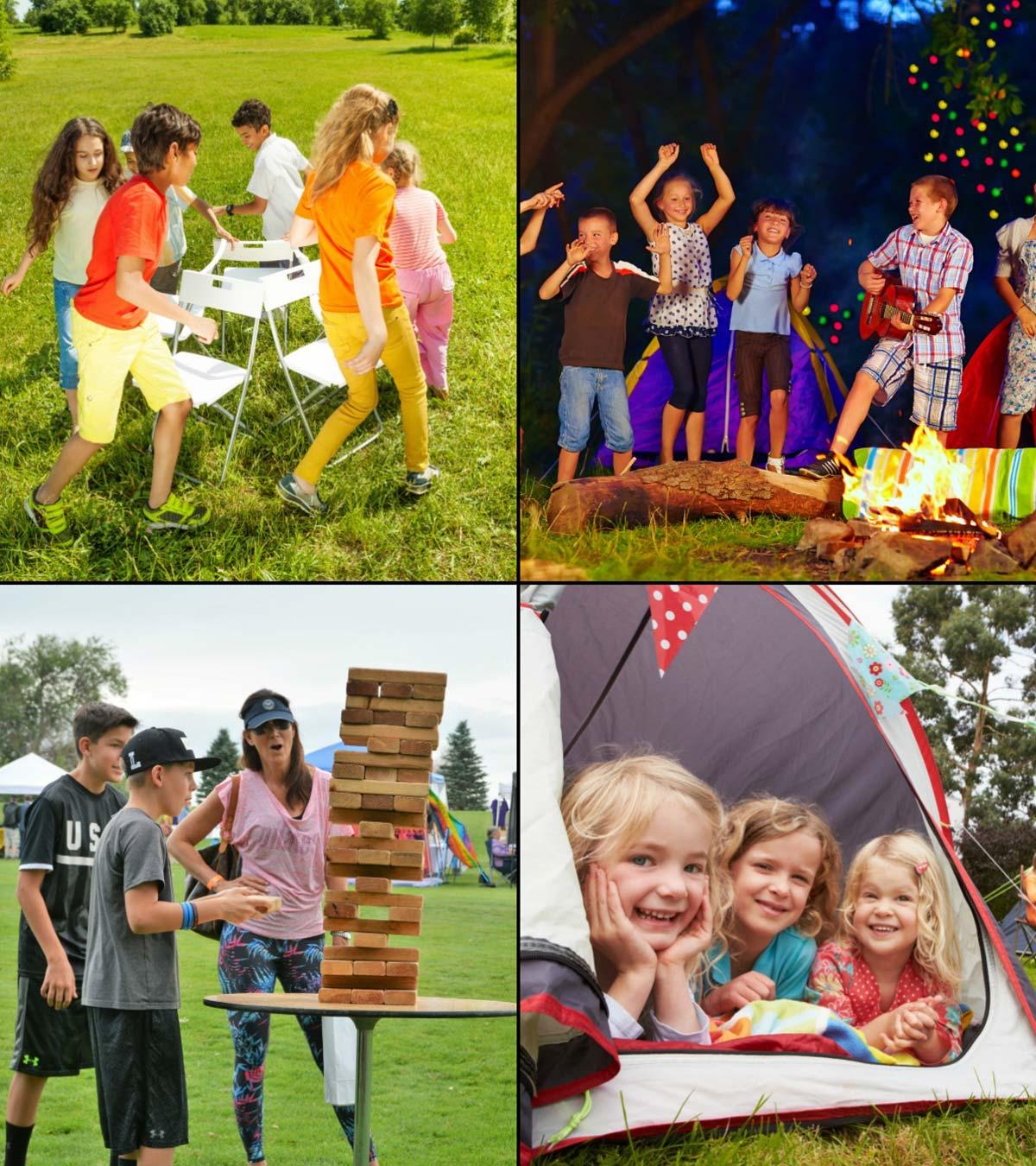 Children Playing At A Picnic, Representing Picnic Games And Activities