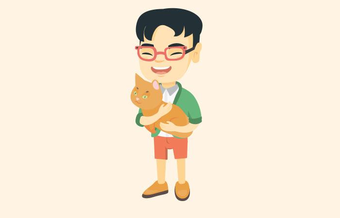 A man and a cat!