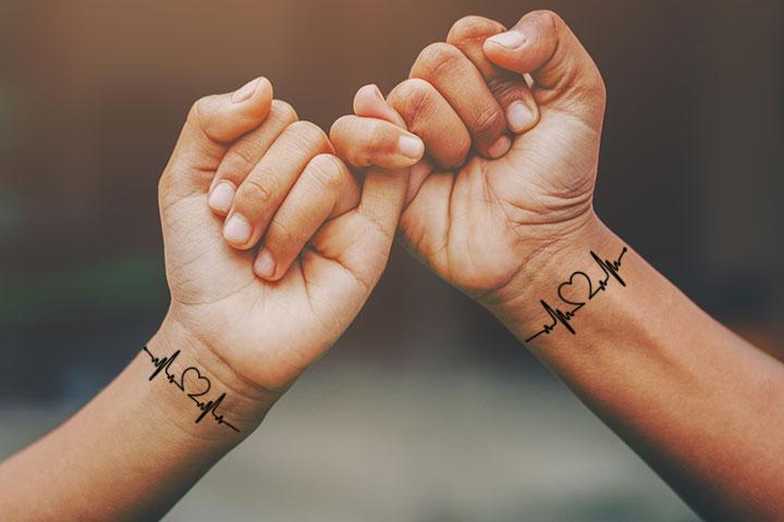 Lifeline Heart Tattoo on Wrist neartattoos