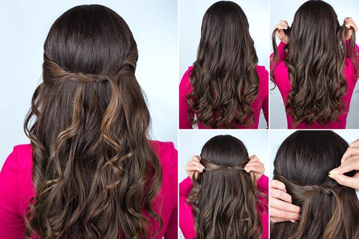 Simple and pretty knot hairstyle for curly hair