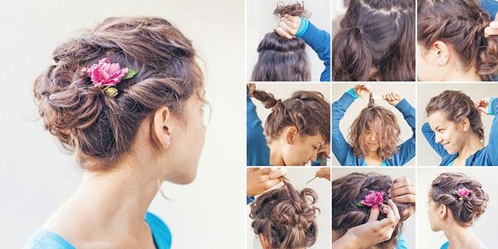 Elegant twisted bun curly hairstyle for girls