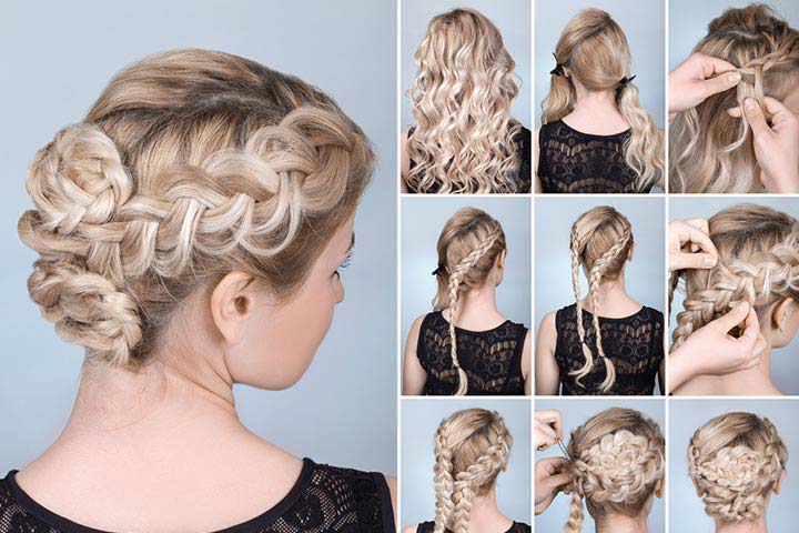 Classic rose bun curly hairstyle for girls