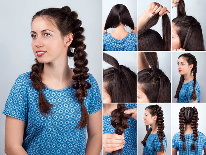French bubble pigtails, best braided hairstyles for girls