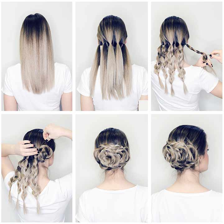 Hairstyle Two Braids Tutorial Stock Photo - Image of weaving, party:  89249648