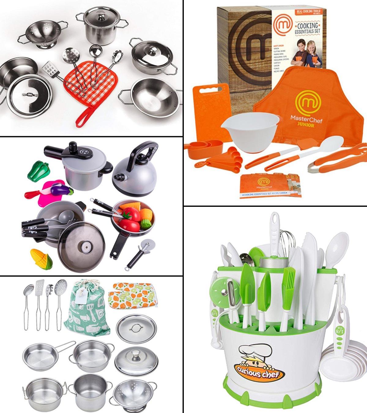 Kids Junior Tiny Real Easy Cooking Kitchen Set and Baking Kit - Mini Stove  Burner, Chef - Easy Cook Real Food Utensils Gift for Boys and Girls Ages