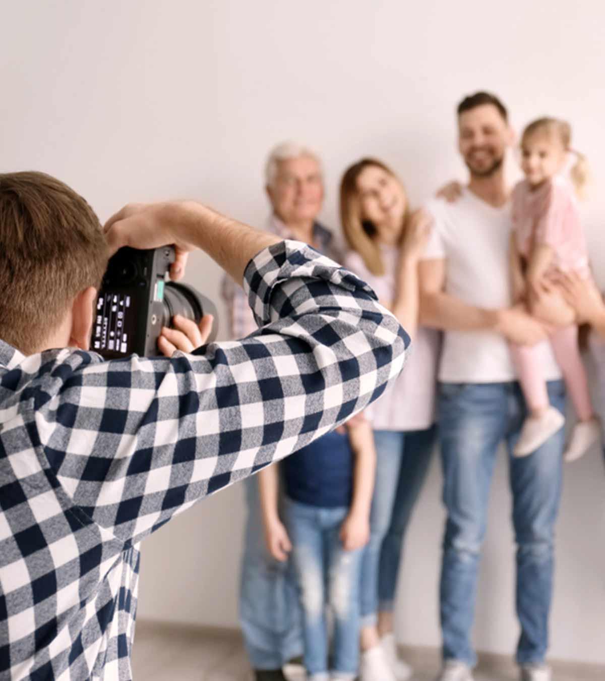 Family posing for a photo, featuring beautiful family photo ideas