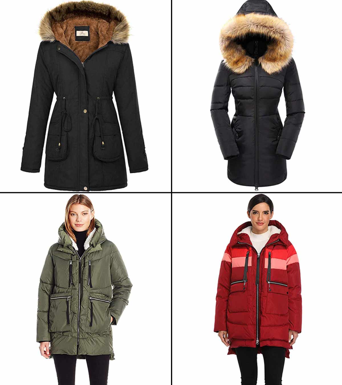 YXP Womens Winter Thicken Military Parka Jacket Warm Fleece Cotton Coat with Removable Hood