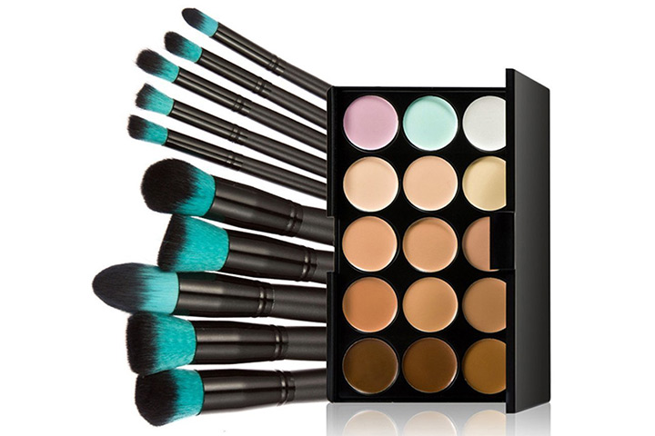 New 10 &15 Colors Contour Face Cream Makeup Concealer Palette + Foundation  Brush