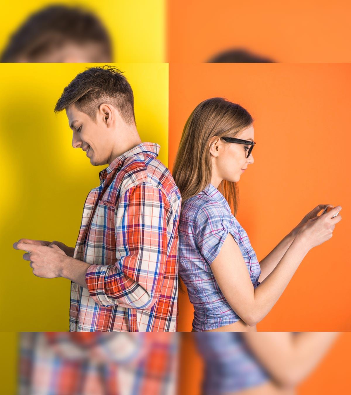 A Couple Playing Texting Game On Phone