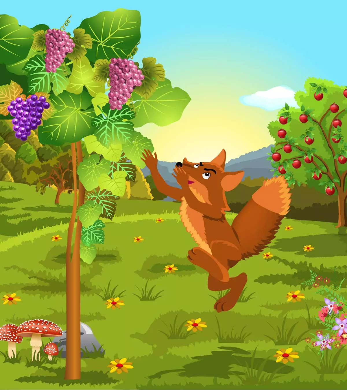 The Fox And The Grapes Story For Kids, With Moral