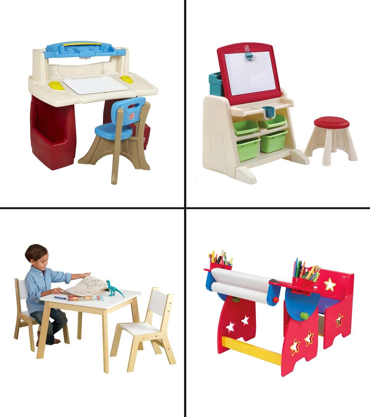 Kids Art Table and Chairs Set Craft Table with Large Storage Desk