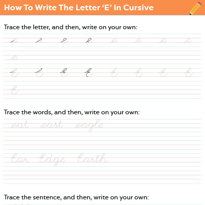 How To Write The Letter “E” In cursive