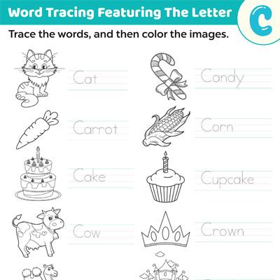 Trace The Words Start With "C" | Worksheets | MomJunction