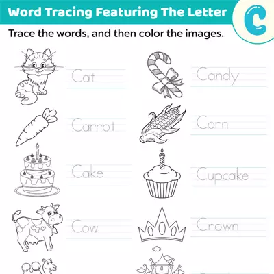 Trace The Words With The Letter "C"