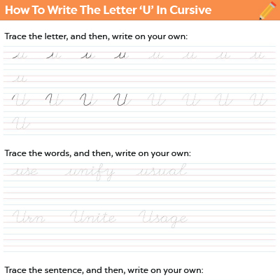 How To Write The Letter “U” In Cursive
