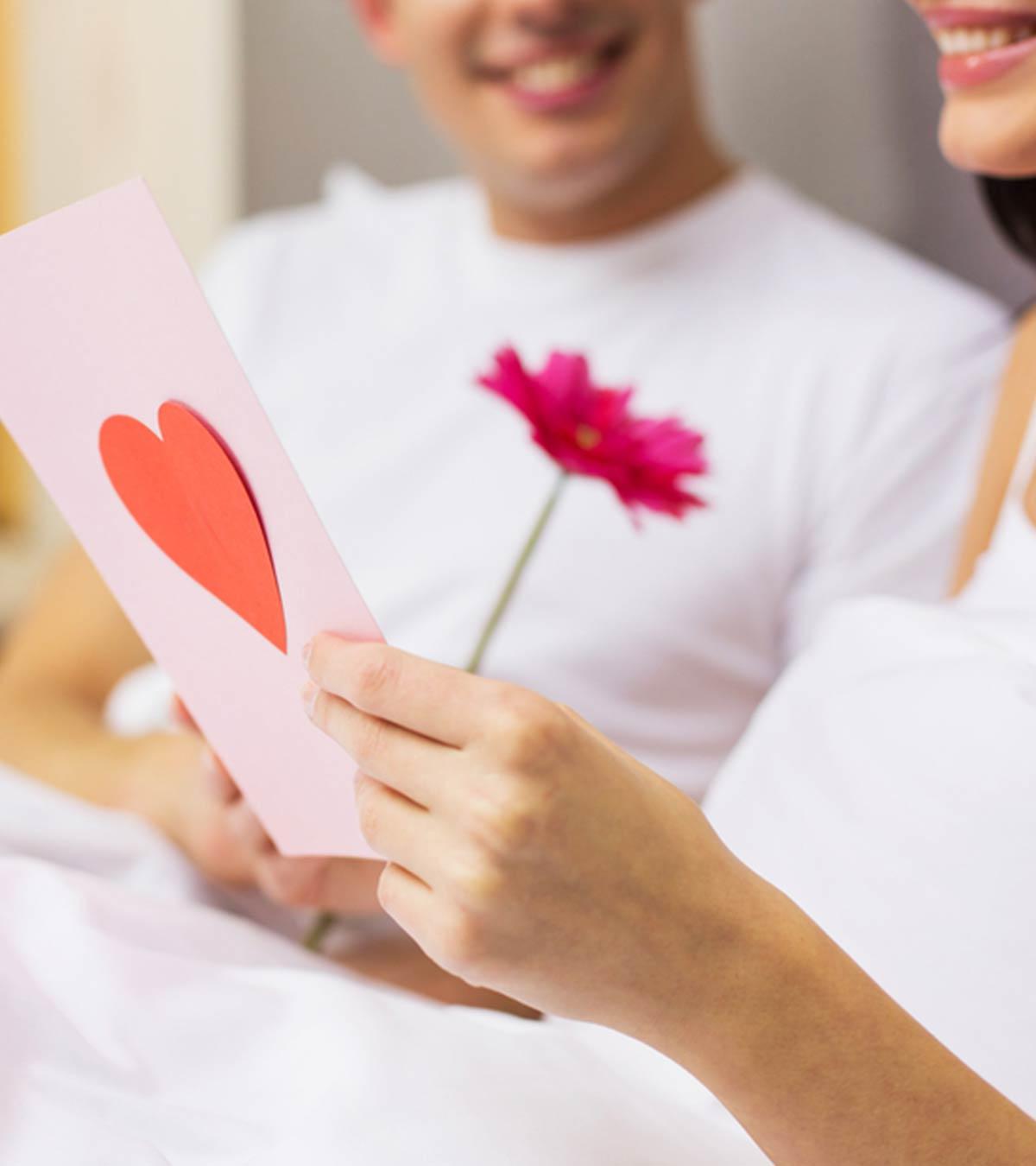 A girl reads a love paragraph written by her boyfriend