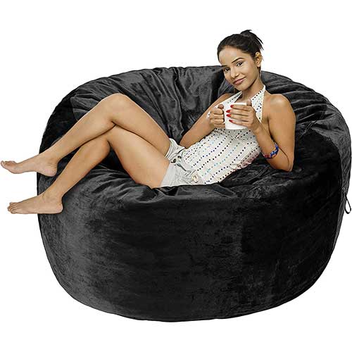 Bean Bag Chair Giant Memory Foam Chair 5 feet Plush Faux Fur Cover relaxing