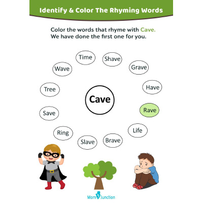 Color The Words That Rhyme With Cave