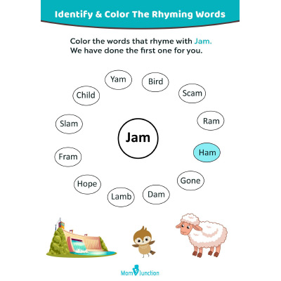 Color The Words That Rhyme With Jam
