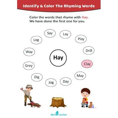 Color The Words That Rhyme With Hay