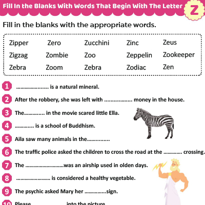 Fill The Blanks With Words That Start With Z | Momjunction