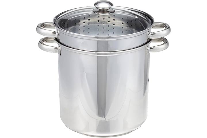 Neoflam Fika 4.9 qt Deep Stockpot with Pasta Strainer Insert | Made in Korea (8.7 inch / 22 cm)