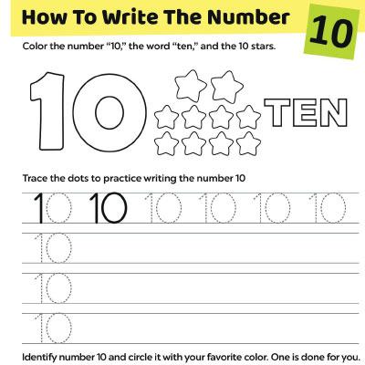 Trace The Number “10” Worksheet For Preschoolers