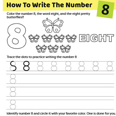 Trace The Number “8” Worksheet For Preschoolers
