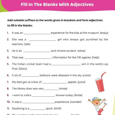 Fill In The Blanks With Adjectives